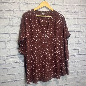 Maurices Plus Size 3x Mauve Polka Dot Blouse